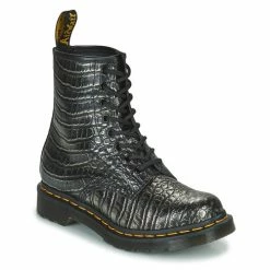 Dr. Martens 1460 GUNMETAL WILD CROC EMBOSS for Bottines / Boots Couleur Noir