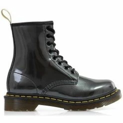 Dr. Martens Vegan Chrome Gunmetal Paint Metallic for Bottines / Boots Couleur Noir
