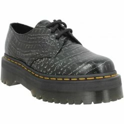 Dr. Martens 1461 Quad Wild Croc Emboss Femme Gunmetal for Derbies & Richelieu Couleur Argenté