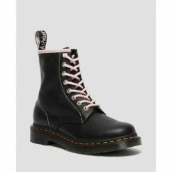 Dr. Martens 27276001 - 1460 VIRGINIA-BLACK/PINK for Bottes Couleur Noir
