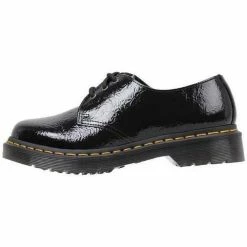 Dr. Martens 1461 Black Distressed Patent for Bottes Couleur Noir