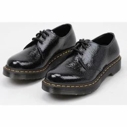 Dr. Martens 1461 Black Distressed Patent for Bottes Couleur Noir -Dr. Martens Soldes Magasin 24107733 500 C